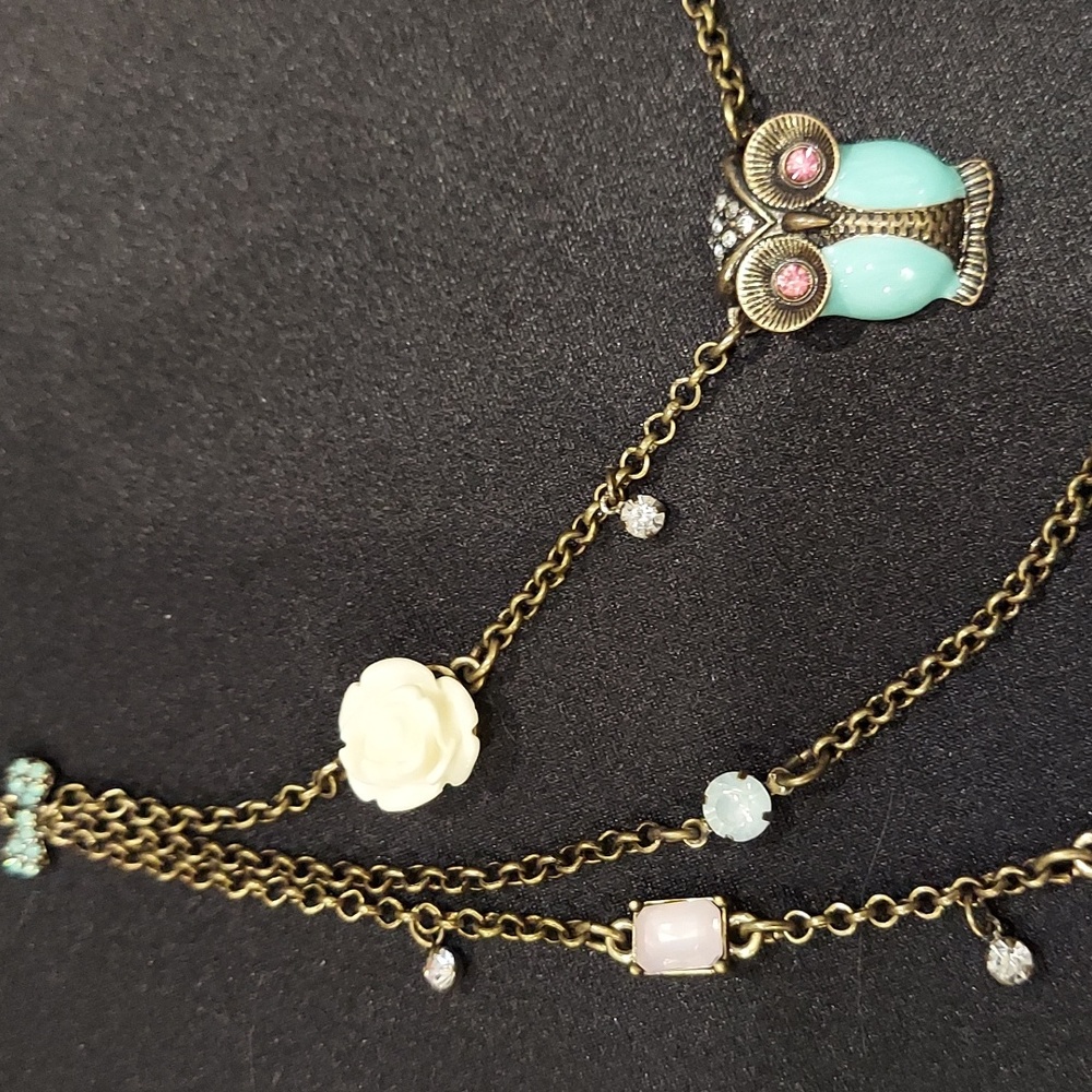 Betsey Johnson OWL LAYERED NECKLACE - Picture 4 of 8